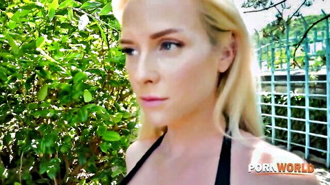 Vinna Reed in black bikini top, seductive outdoor gaze