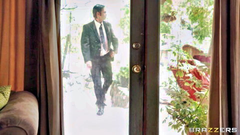 Tessa Lane in uniform welcomes suited man for intense sucking and fucking