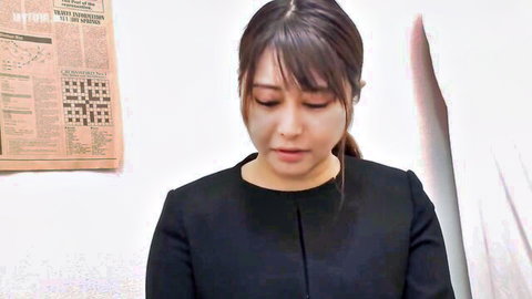 Mourning Asian widow in black top, looking sad before hot fuck session