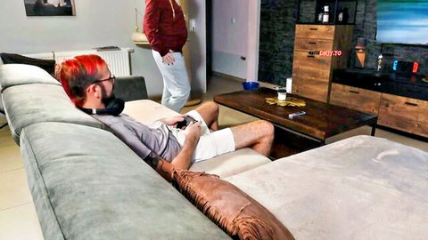 Emma Wolf with gamer in POV setup for small tits tattoo and fuck