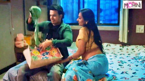 Mohinilaxmi in blue saree teases Mohinibob in steamy Indian couple scene