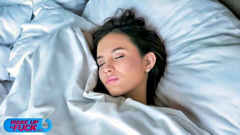 Lucy Mendez sleeping peacefully in bed, teasing wake-up POV blowjob