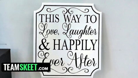 Aften Opal & McKenzie Lee wedding sign to love, laughter & happily ever after lesbian fun