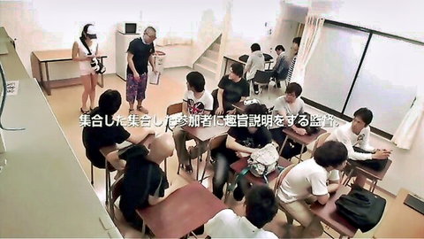 Japanese classroom group scene with Kana and Ohori in JAV gokkun bukkake