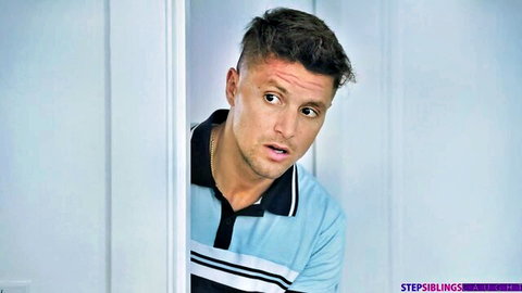 Stepbrother peeks in surprise at Scarlett Alexis in taboo punishment