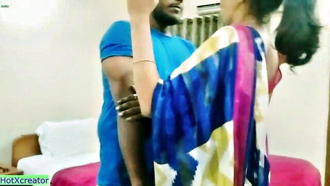 Ipunam as Desi hotwife in intimate embrace with lover, Bhabhi style lovemaking