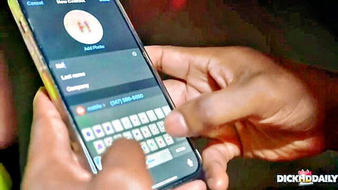 Ebony hands typing on phone in chat app, After Work Slut Out with Honeydippedc & TineeBadass
