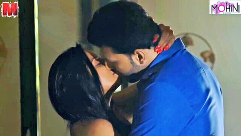 Mohinilaxmi and Mohinibob in passionate Desi kiss, hot Indian MILF embrace
