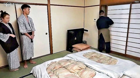 Japanese stunner in kimono stands in traditional room for steamy JAV scene