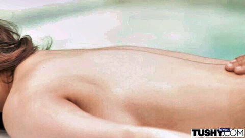Aviana Violet nude back massage at spa poolside in Tushy anal fantasy