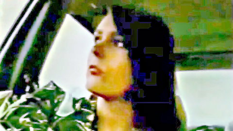 Vintage brunette prostitute gazing up seductively in car, unshaven fetish from Expo Film classic