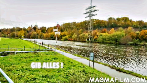 Thick German girl outdoor scene by river, Magma Film preview for massive facial