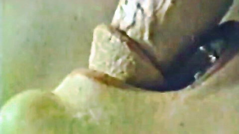 Vintage close-up of Tina's wet and hairy pussy in explicit loop