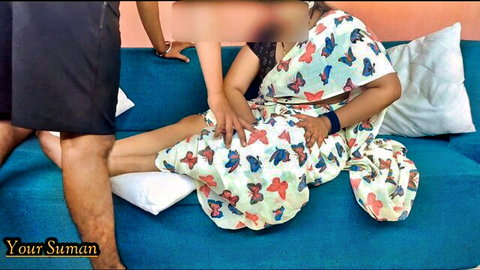 Indian beauty Suman in sexy saree gets intimate rubdown from lover