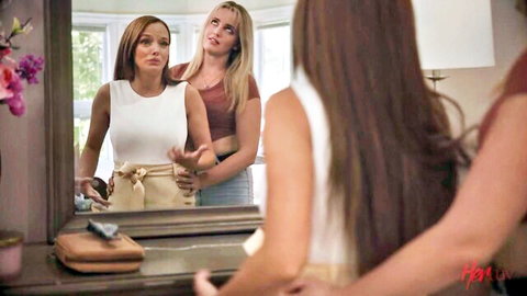 Pristine Edge and Charlie Forde in steamy lesbian mirror tease