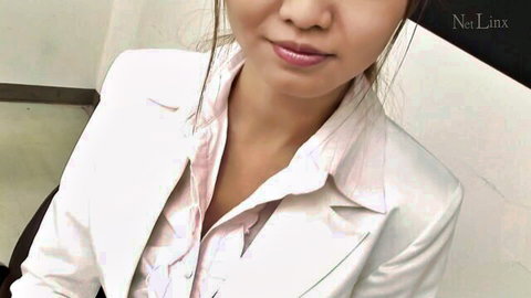 Myyu in seductive white blouse close-up, elegant Japanese tease from hot movie