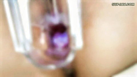 Close-up of hot babe's wet shaved pussy in her first sex club experience