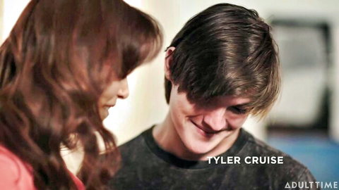 Mature redhead MILF gazing seductively at young stud Tyler Cruise in AdultTime
