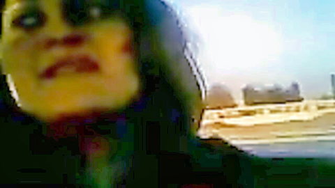Hot Arab girlfriend intense face in amateur homemade car video