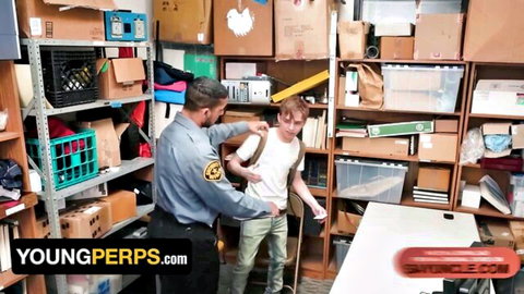 Young twink Zach Brenton handcuffed by black and Latino officers in uniform