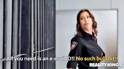 Alexis Fawx in sexy police uniform behind bars, Reality Kings MILF tease