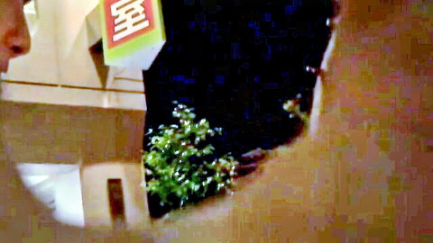 Japanese public '公衆' sign at night outside bus during hot handjob public sex