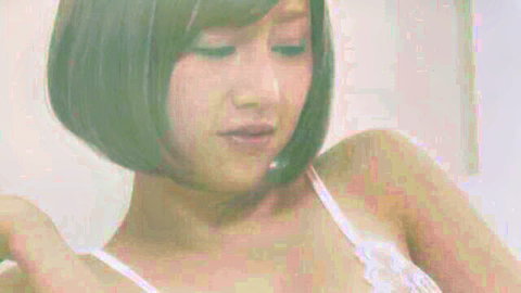 Aona in white lace lingerie, sensual close-up with parted lips