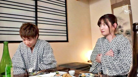 Japanese MILF in yukata seduces colleague at dinner with massive knockers