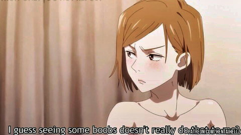 Nobara Kugisaki anime hentai beauty exposing perky breasts with flushed face