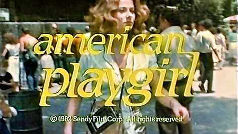 Vintage American Playgirl porn cover: blonde babe in yellow dress outdoors