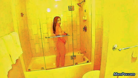 Hot pregnant Asian MILF nude in steamy homemade POV shower
