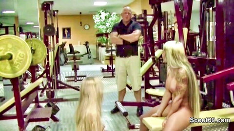 Lena Nitro nude in gym threesome with blonde and trainer