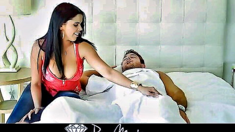 Busty mature MILF teases hard cock with big tits in bed