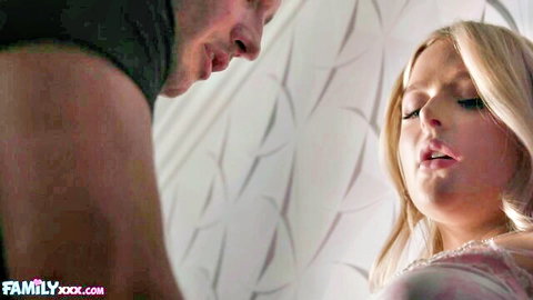 Jill Taylor in steamy kiss with muscular man, family XXX passion