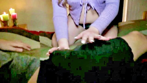 Sophie naughty newbie in POV hardcore girl-on-girl foreplay, hands under skirt