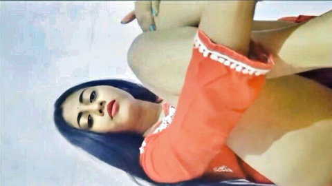 Akash Arya in seductive orange lace top, Desi babe posing provocatively
