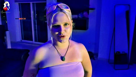 Emilynoir teases in purple tube top for wild POV big dick action