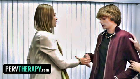 Alexis Malone as blonde stepmom in therapy threesome with young medic