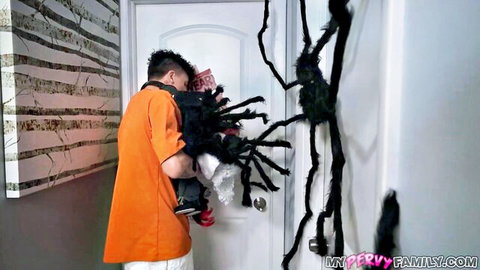 Gigi Dior in spooky Halloween spider surprise with stepmom in My Pervy Family