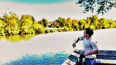 Young Asian hunk on boat by river, teasing solo session vibe