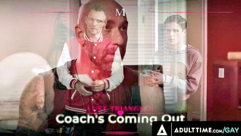 Gay coach in varsity jacket and twink Dylan Hayes in steamy coming out scene