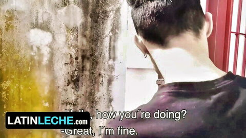Young Latino man viewed from behind in dingy room with peeling walls LatinLeche gay video
