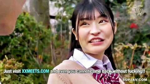 Cute smiling Japanese schoolgirl in tight uniform ready for fucking