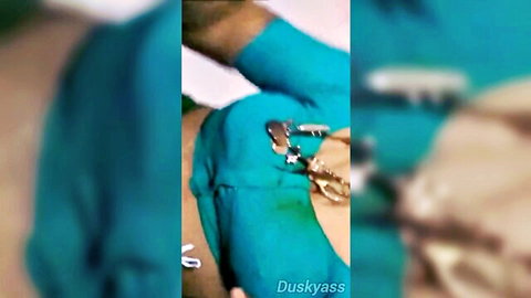 Hot Desi stepmom in teal lingerie masturbating hard in Tamil solo video