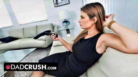 Brunette in black dress gives up all three holes in steamy surrender