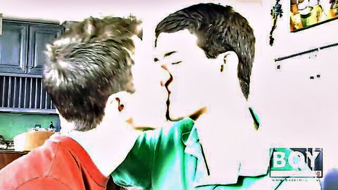 Chase Harding and Keith Conner kissing passionately in gay threesome preview