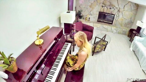 Bailey Brooke in yellow dress seduced at piano in POV
