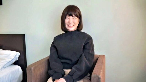 Smiling Japanese woman in black sweater, FC2 POV amateur preview