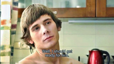 Shirtless young twink getting ready for bareback gay anal fuck
