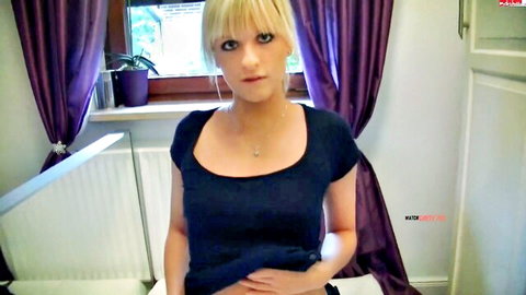 Schnuggie91 blonde teen in dark top, amateur POV tease